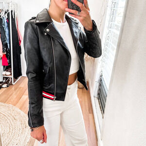 Romeo & Juliet Vegan Leather Moto Jacket Black Size Small